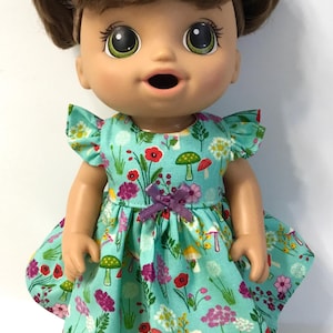 Doll Clothes: Floral Mushroom Dress for 12 inch Baby Alive Doll
