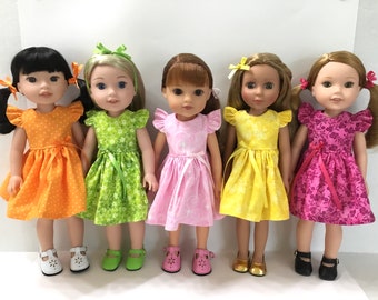 Clothes for 14.5 inch doll fits like Wellie Wisher Heart for Heart Glitter Girls Dress Summer Spring