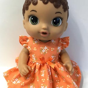 Orange Floral Doll Dress: Fits Baby Alive Lil Sounds 11&quot; Doll