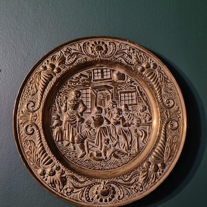 Vintage Brass Wall Plaque Plate