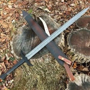 New Handmade Damascus Steel 39&quot; Combat Hunting Sword , Long Sword, Sword, Sword Real, for Viking Costumes, Gift for Groomsmen, Wedding Gift.