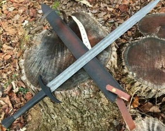 New Handmade Damascus Steel 39" Combat Hunting Sword , Long Sword, Sword, Sword Real, for Viking Costumes, Gift for Groomsmen, Wedding Gift.