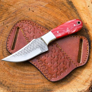 Handmade Rasp Steel Cowboy Bull Cutter Knife, Resin Handle Damascus Bull Cutter, Hunting Knife, Fathers Day, Birthday Gift, Groomsmen Gift