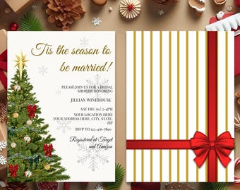 Christmas Bridal Shower Invitation | Winter Holiday Tree (Editable Template)