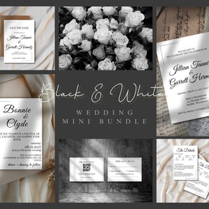 Elegant Black & White Proposal Reception Template Bundle | Vintage Minimal Script + Playfair Design | Editable Templett