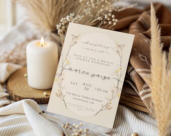 Invitation nuptiale florale de douche de Zazzle.be Liste d'envies Vous avez des idées ? Brunch vintage, modèle modifiable (5 x 7)