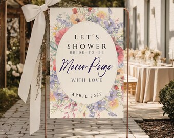 Floral Bridal Shower Welcome Sign, Editable Template (20x20, 24x36 inches)