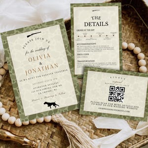 Retro Camo Wedding Invitation Suite | Rustic Hunting Design | The Hunt is Over | Templett (Editable Template)