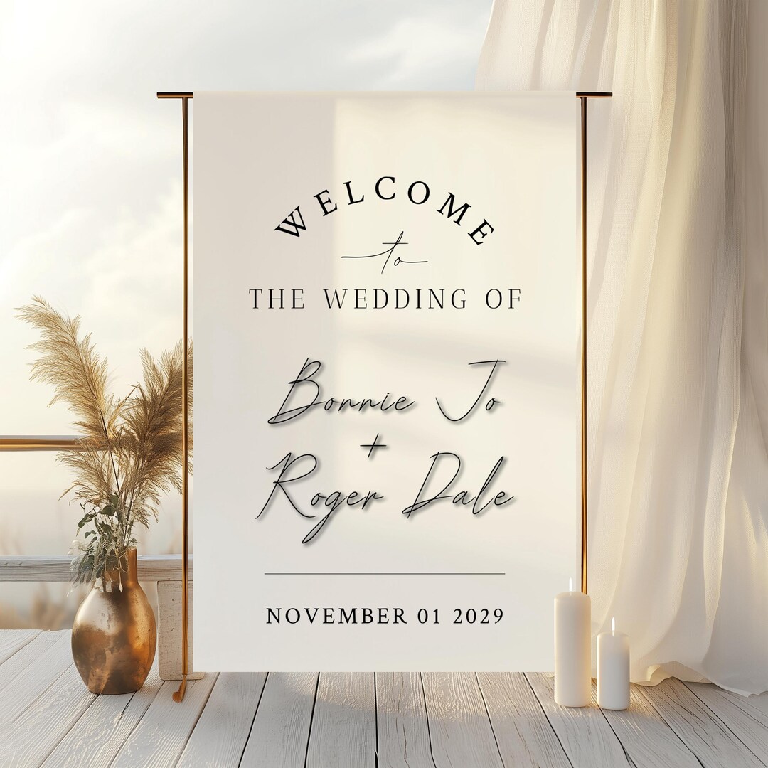 Modern Wedding Welcome Sign Template | Minimalist Neutral Design ...