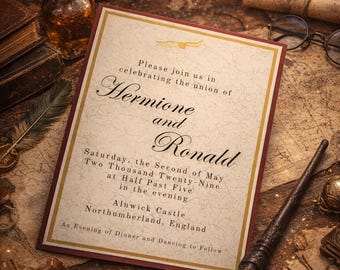 Dark Academia Wedding Invitation Template | Magic Wizard Double Sided Castle Romance Gothic | Templett Download