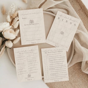Her Next Chapter Begins Bridal Shower Games | Book Theme Bridal Shower Game Bundle | Editable Bridal Shower Activities | Templett