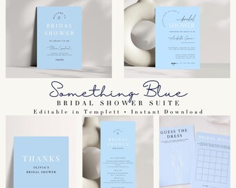 Something Blue Bridal Shower Stationery Bundle | Editable Templates