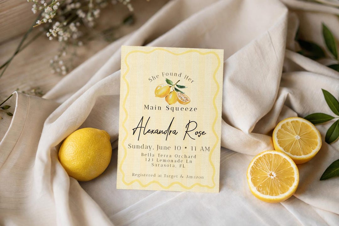 Lemon Bridal Shower Invitation Template, She Found Her Main Squeeze ...