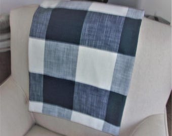 Blue Gingham Headrest, Large Gingham Patten in White and Blue, Anti-Slip or Cotton Backing, Made to Order