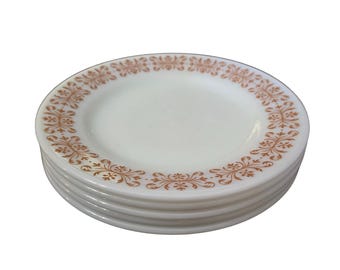 Platos llanos vintage de filigrana de cobre Pyrex, juego de 5