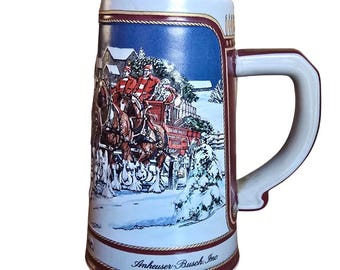 Vintage 1989 Budweiser Holiday Clydesdale Beer Stein