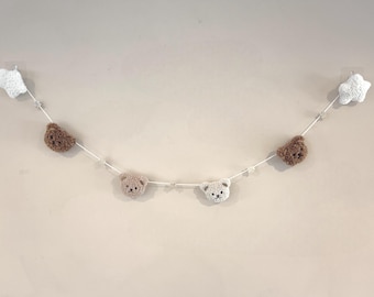 Teddy Bear Garland for Nursery | Plush Bear Bunting | Teddy Nursery Decor | Neutral Baby Room Hanging | Soft Woodland Nursery Accent