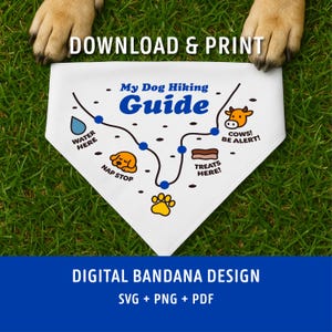 Funny Dog Bandana Design: Hiking Trail Map (SVG PNG PDF)