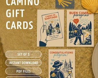 Camino de Santiago Greeting Cards – Pilgrim Gift, Set of 3 (PDF)