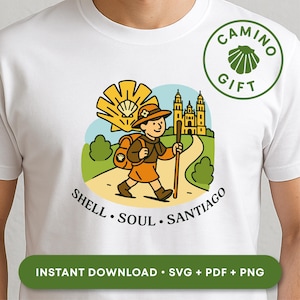 Arte Peregrina do Caminho de Santiago: Viagem Espiritual SVG, PDF, PNG (Download Digital)