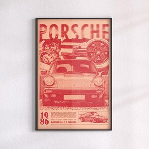 Porsche 911 Print Werbeposter, Auto-Enthusiast, Geschenke für Jungen, Hypebeast Wanddekor, Vintage Auto Poster, Automobil Wandkunst