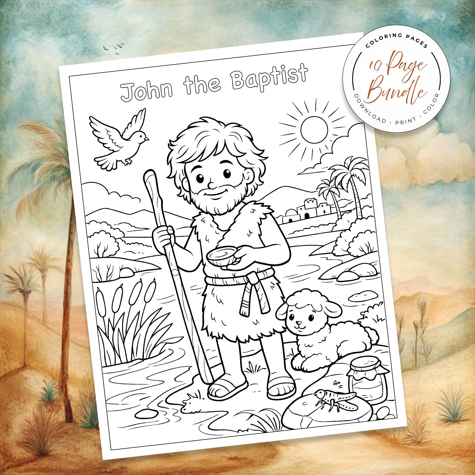 John the Baptist Coloring Page, Christian Kids Activity, Printable ...