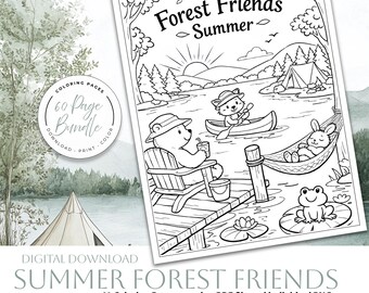 Summer Forest Animals Color Pages, Summer activities, Summer games, Summer coloring, Summer theme color, Animal Color
