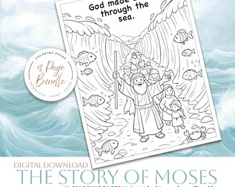 Moses and the Ten Commandments Coloring Pages | Bible Story Printable (Digital Download)
