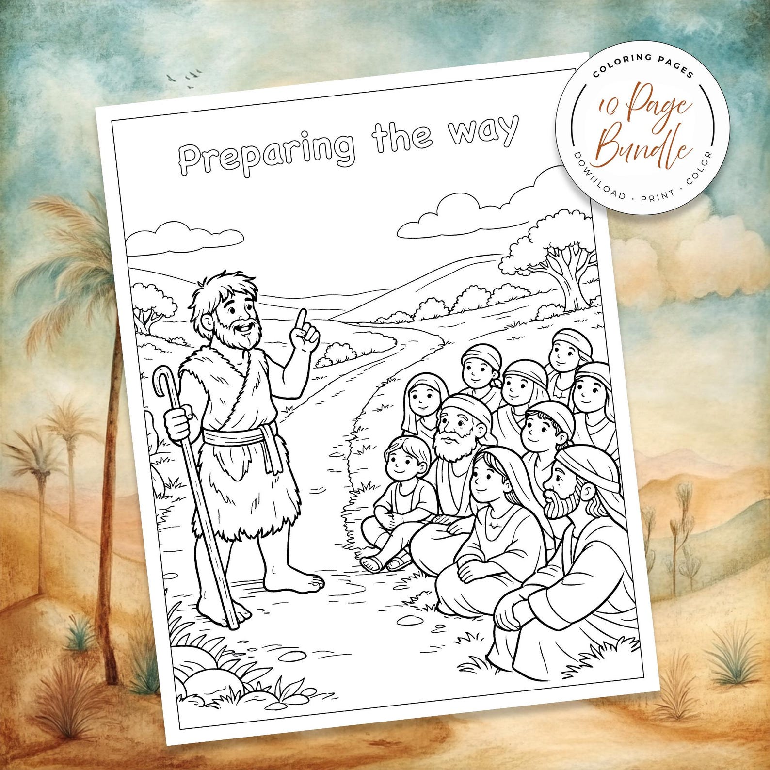John the Baptist Coloring Page, Christian Kids Activity, Printable ...