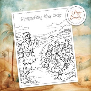 Bible Coloring Page, Sunday School Craft, Baptism Of Jesus, Homeschool Activity, St John The Baptist, Bible Story Activity, Bible Story For Kids, Kid Bible Activities, Christian Homeschool, Catholic Saint, Printable Coloring, Baptism Jesus Color, Catholic Homeschool, preparing the way, john the baptist in prison, the works of John the Baptist, Preaching, discipleship, locusts and wild honey, baptizing in the river, the gospel of john