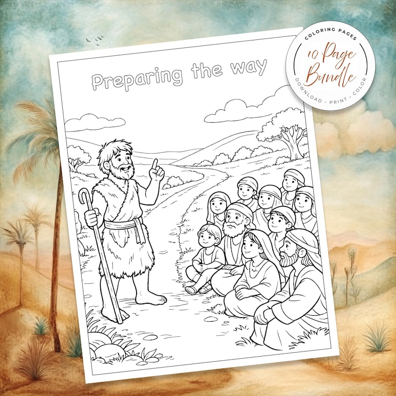 Bible Coloring Page, Sunday School Craft, Baptism Of Jesus, Homeschool Activity, St John The Baptist, Bible Story Activity, Bible Story For Kids, Kid Bible Activities, Christian Homeschool, Catholic Saint, Printable Coloring, Baptism Jesus Color, Catholic Homeschool, preparing the way, john the baptist in prison, the works of John the Baptist, Preaching, discipleship, locusts and wild honey, baptizing in the river, the gospel of john