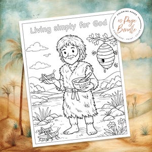 Bible Coloring Page, Sunday School Craft, Baptism Of Jesus, Homeschool Activity, St John The Baptist, Bible Story Activity, Bible Story For Kids, Kid Bible Activities, Christian Homeschool, Catholic Saint, Printable Coloring, Baptism Jesus Color, Catholic Homeschool, preparing the way, john the baptist in prison, the works of John the Baptist, Preaching, discipleship, locusts and wild honey, baptizing in the river, the gospel of john