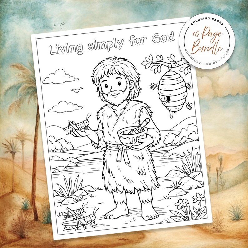 Bible Coloring Page, Sunday School Craft, Baptism Of Jesus, Homeschool Activity, St John The Baptist, Bible Story Activity, Bible Story For Kids, Kid Bible Activities, Christian Homeschool, Catholic Saint, Printable Coloring, Baptism Jesus Color, Catholic Homeschool, preparing the way, john the baptist in prison, the works of John the Baptist, Preaching, discipleship, locusts and wild honey, baptizing in the river, the gospel of john