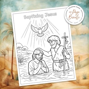 Bible Coloring Page, Sunday School Craft, Baptism Of Jesus, Homeschool Activity, St John The Baptist, Bible Story Activity, Bible Story For Kids, Kid Bible Activities, Christian Homeschool, Catholic Saint, Printable Coloring, Baptism Jesus Color, Catholic Homeschool, preparing the way, john the baptist in prison, the works of John the Baptist, Preaching, discipleship, locusts and wild honey, baptizing in the river, the gospel of john