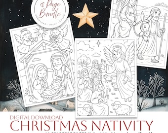 Christmas Nativity Coloring Pages, Christmas Story coloring pages for kids, Christian Christmas activity pages, Sunday School, Baby Jesus