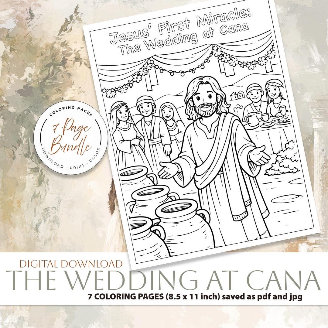 Wedding at Cana Coloring Pages | Bible Story Activity (digital Download ...