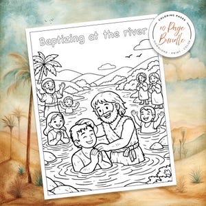 Bible Coloring Page, Sunday School Craft, Baptism Of Jesus, Homeschool Activity, St John The Baptist, Bible Story Activity, Bible Story For Kids, Kid Bible Activities, Christian Homeschool, Catholic Saint, Printable Coloring, Baptism Jesus Color, Catholic Homeschool, preparing the way, john the baptist in prison, the works of John the Baptist, Preaching, discipleship, locusts and wild honey, baptizing in the river, the gospel of john