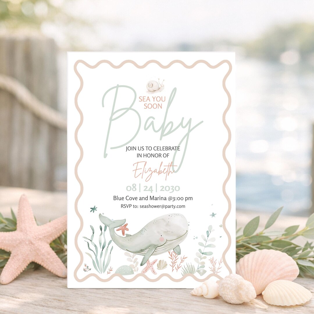 Sea You Soon Baby Shower Invitation | Sea You Soon Baby Decor | Coastal ...