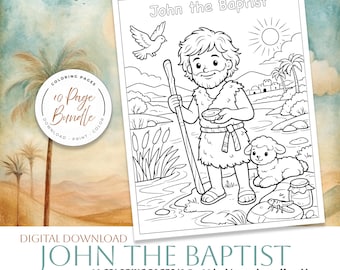 John The Baptist Coloring Page, Christian Kids Activity, Printable Bible Craft For Sunday School