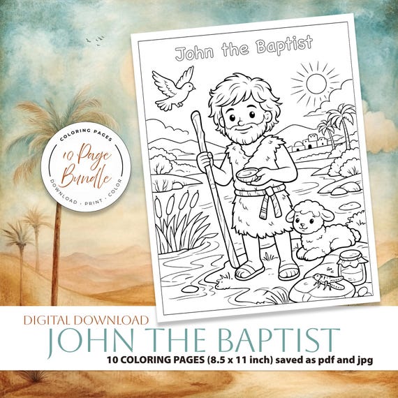John The Baptist Coloring Page, Christian Kids Activity, Printable Bible Craft For Sunday School