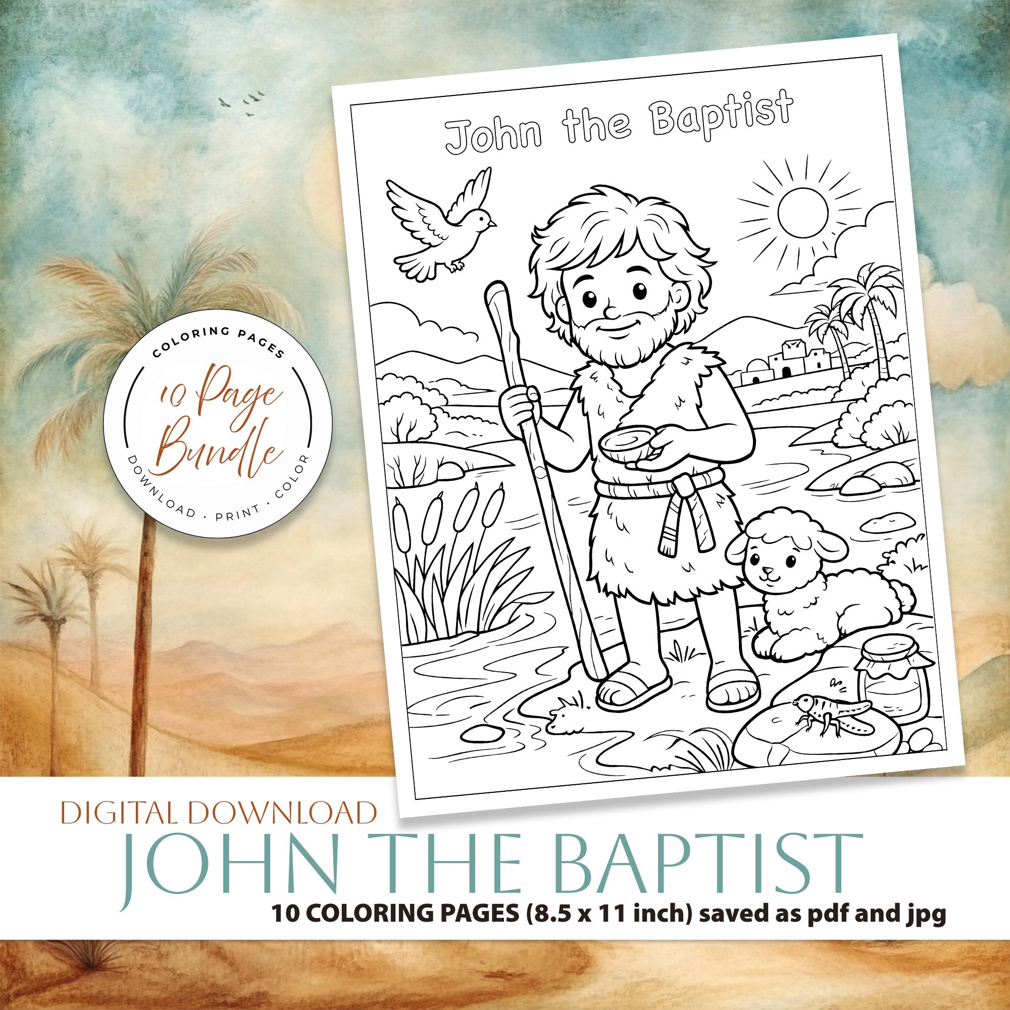 John the Baptist Coloring Page, Christian Kids Activity, Printable ...