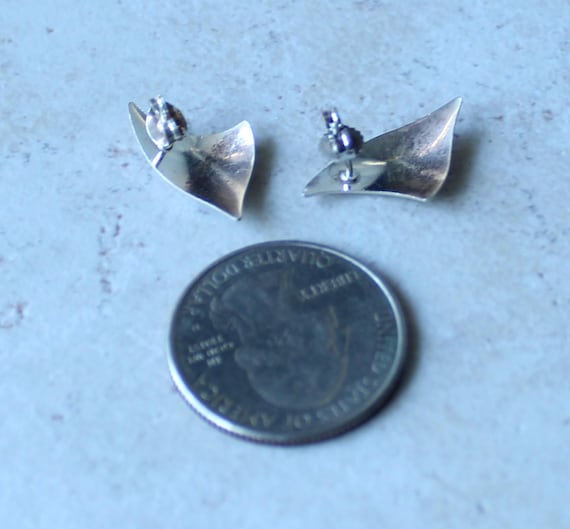 Sterling Silver Triangular Earrings Sail Shape Li… - image 3