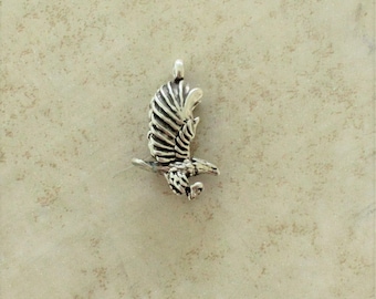 Detailed Flying Eagle Pendant Double Sided Sterling Silver Vintage