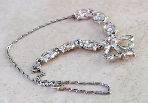 Bogoff Clear Rhinestone Bib Necklace Square Focal… - image 4