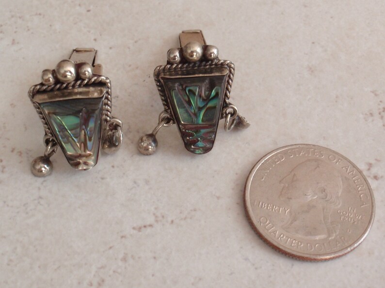 Abalone Cufflinks Sterling Silver Mayan Aztec Carved Face Mask