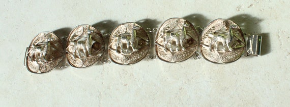 Large Llama Bracelet 900 Silver 5 Panels Filigree… - image 3