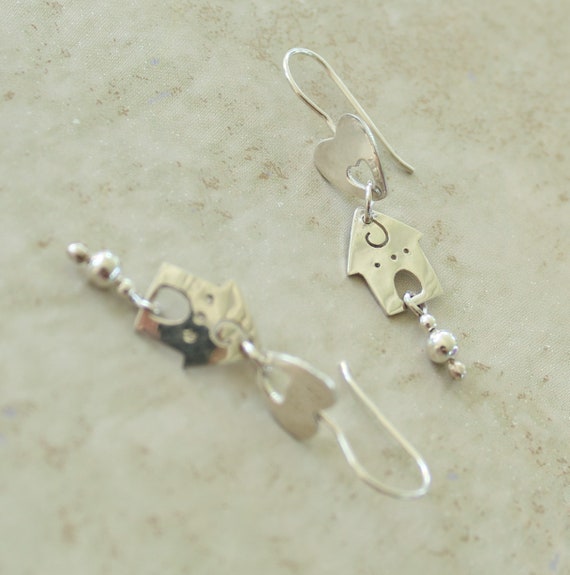 Home Heart Earrings Far Fetched Sterling Silver Our House Vintage