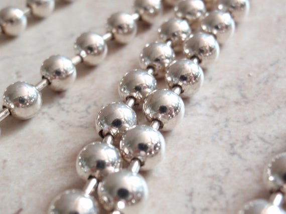 Sterling Silver Ball Chain Necklace 5mm Beaded Mi… - image 4