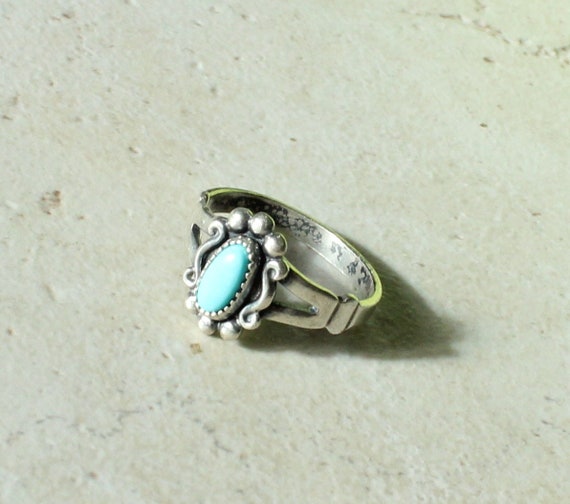 Sterling Silver Turquoise Ring Size 6 Southwester… - image 2