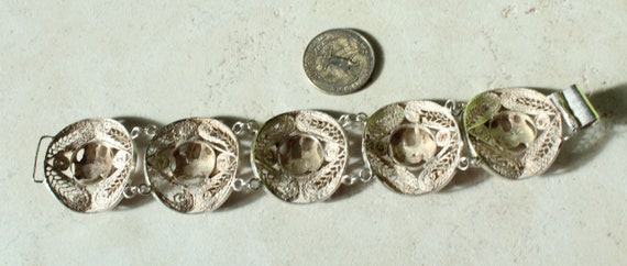 Large Llama Bracelet 900 Silver 5 Panels Filigree… - image 5